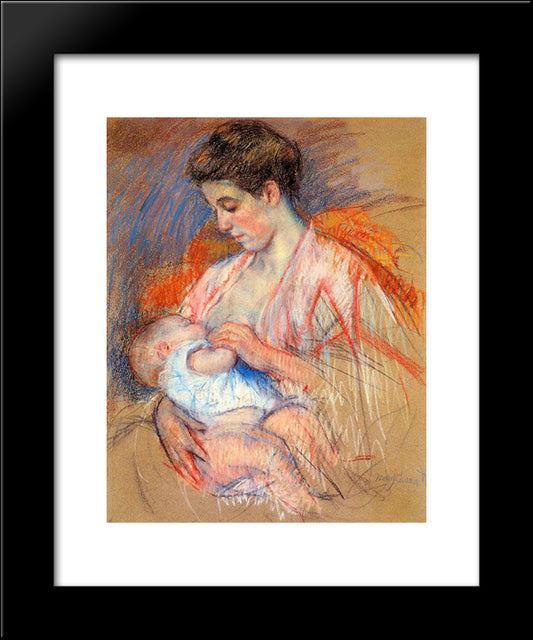 Mother Jeanne Nursing Her Baby 20x24 Black Modern Wood Framed Art Print Poster by Cassatt, Mary