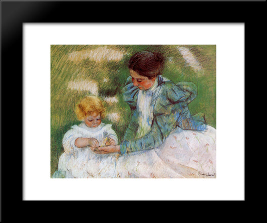 Mother Playing With Her Child 20x24 Black Modern Wood Framed Art Print Poster by Cassatt, Mary