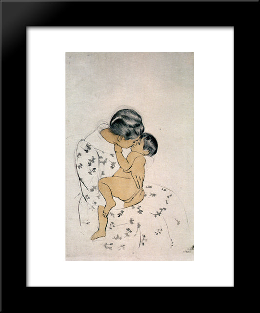 Mothers Kiss 20x24 Black Modern Wood Framed Art Print Poster by Cassatt, Mary