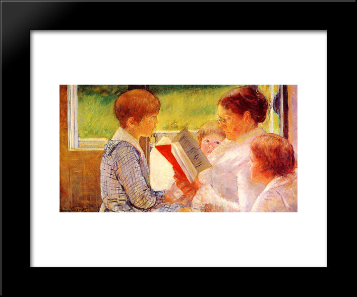 Mrs Cassatt Reading To Her Grandchildren 20x24 Black Modern Wood Framed Art Print Poster by Cassatt, Mary