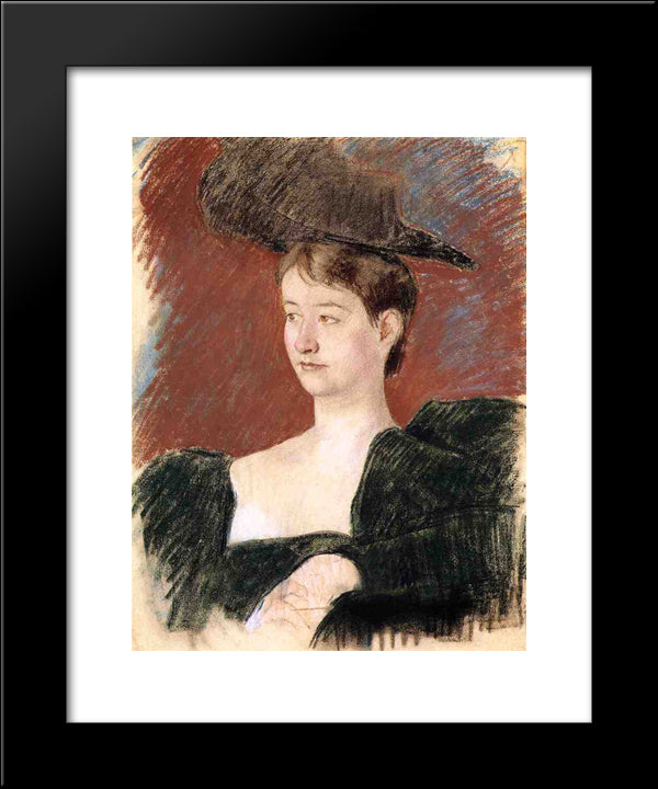 Portrait Of A Young Woman In Green 20x24 Black Modern Wood Framed Art Print Poster by Cassatt, Mary