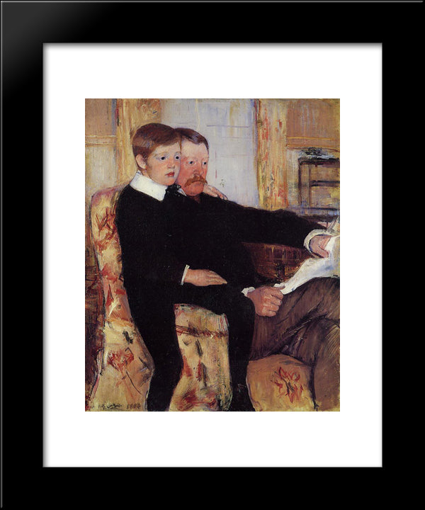 Portrait Of Alexander J. Cassat And His Son Robert Kelso Cassatt 20x24 Black Modern Wood Framed Art Print Poster by Cassatt, Mary