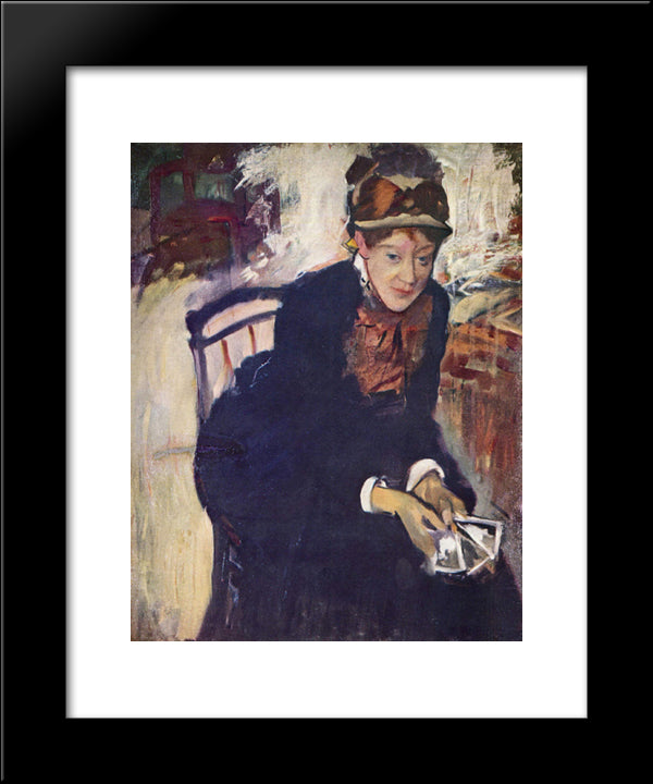 Portrait Of Miss Cassatt, Holding The Cards 20x24 Black Modern Wood Framed Art Print Poster by Cassatt, Mary