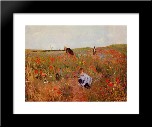 Red Poppies 20x24 Black Modern Wood Framed Art Print Poster by Cassatt, Mary