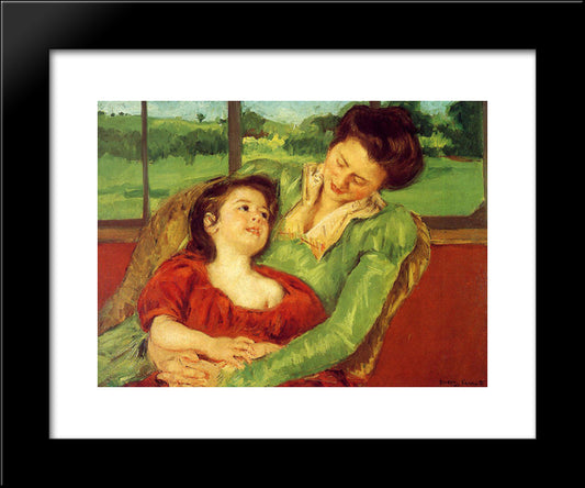 Reine Lefebre And Margot Before A Window 20x24 Black Modern Wood Framed Art Print Poster by Cassatt, Mary