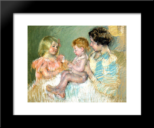 Sara And Her Mother With The Baby 20x24 Black Modern Wood Framed Art Print Poster by Cassatt, Mary