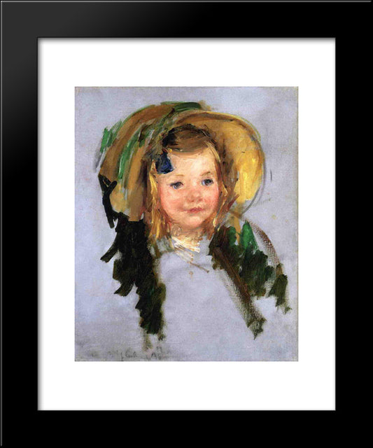 Sara In A Bonnet 20x24 Black Modern Wood Framed Art Print Poster by Cassatt, Mary