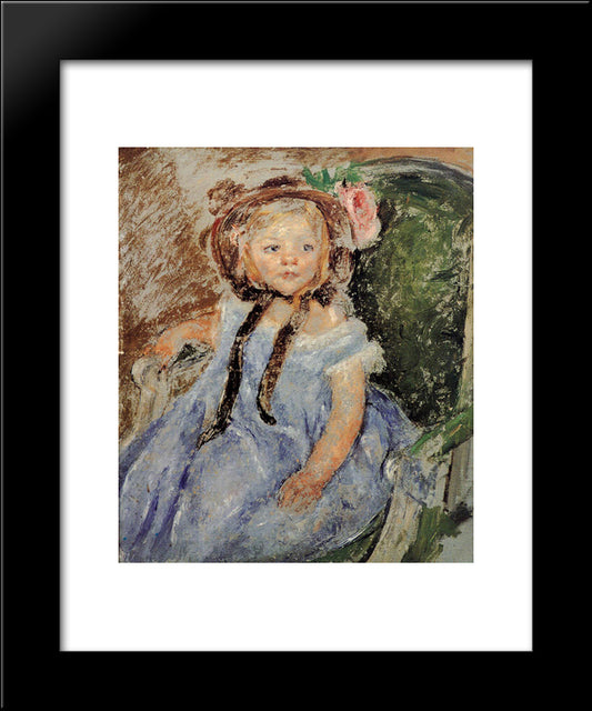 Sara In Dark Bonnet With Right Hand On Arm Of Chair 20x24 Black Modern Wood Framed Art Print Poster by Cassatt, Mary