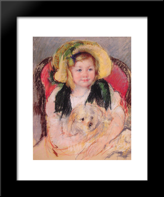 Sara With Her Dog 20x24 Black Modern Wood Framed Art Print Poster by Cassatt, Mary