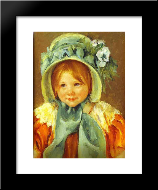 Sarah In A Green Bonnet 20x24 Black Modern Wood Framed Art Print Poster by Cassatt, Mary