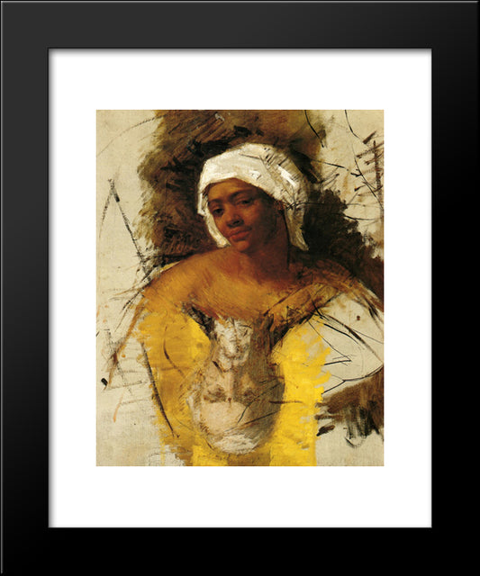 Sketch Of Mrs. Currey Sketch Of Mr. Cassatt 20x24 Black Modern Wood Framed Art Print Poster by Cassatt, Mary