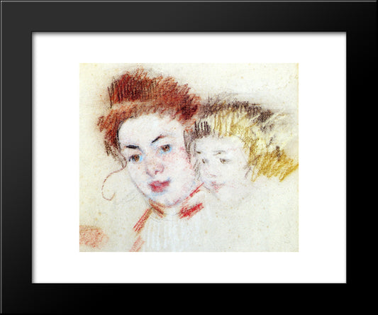 Sketch Of Reine And Child 20x24 Black Modern Wood Framed Art Print Poster by Cassatt, Mary