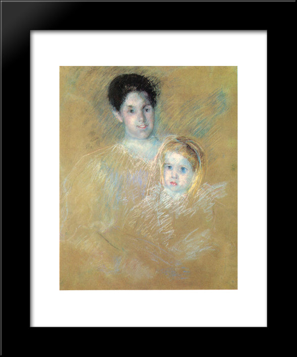 Smiling Mother With Sober Faced Child 20x24 Black Modern Wood Framed Art Print Poster by Cassatt, Mary