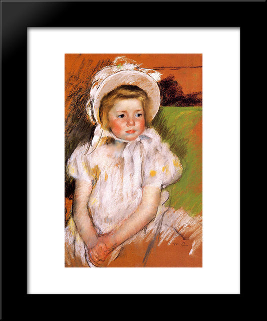 Somone In A White Bonnet 20x24 Black Modern Wood Framed Art Print Poster by Cassatt, Mary