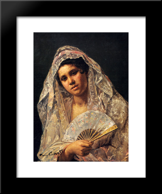 Spanish Dancer Wearing A Lace Mantilla 20x24 Black Modern Wood Framed Art Print Poster by Cassatt, Mary