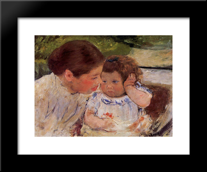 Susan Comforting The Baby (No.1) 20x24 Black Modern Wood Framed Art Print Poster by Cassatt, Mary