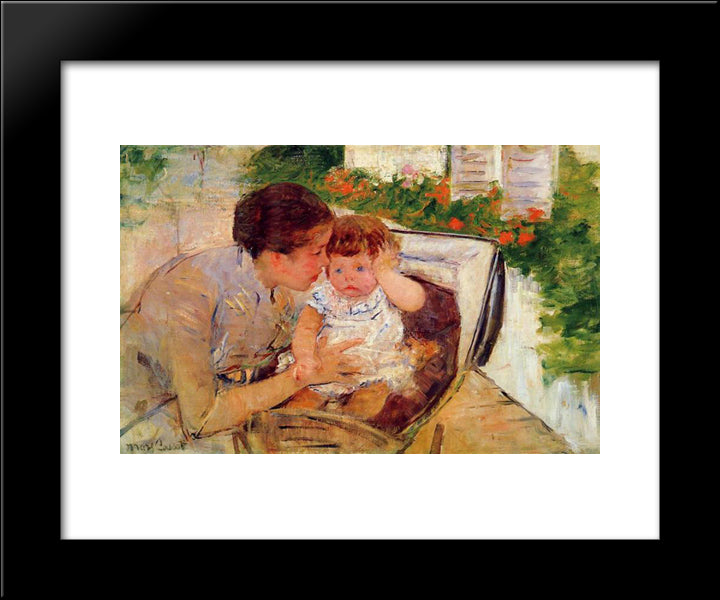 Susan Comforting The Baby (No.2) 20x24 Black Modern Wood Framed Art Print Poster by Cassatt, Mary