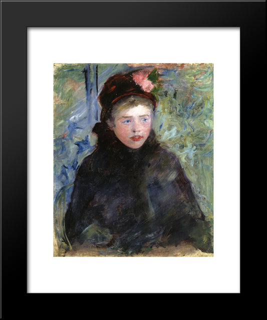 Susan In A Toque Trimmed With Two Roses 20x24 Black Modern Wood Framed Art Print Poster by Cassatt, Mary