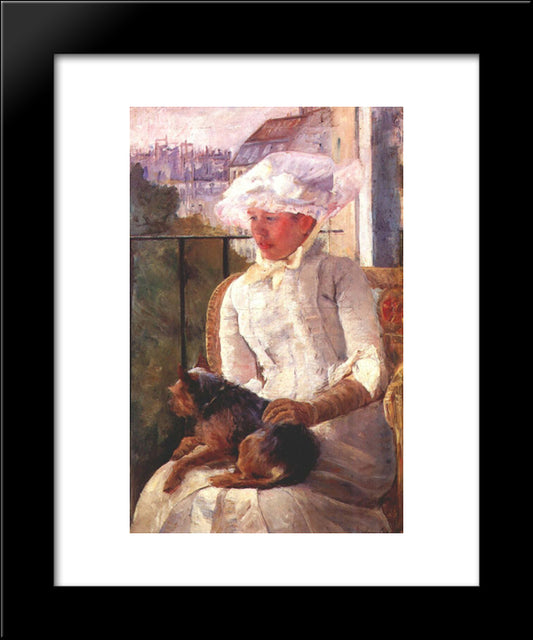 Susan On A Balcony Holding A Dog 20x24 Black Modern Wood Framed Art Print Poster by Cassatt, Mary