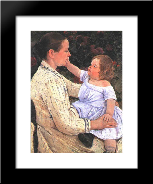 The Child`S Caress 20x24 Black Modern Wood Framed Art Print Poster by Cassatt, Mary