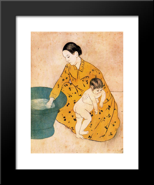 The Child'S Bath 20x24 Black Modern Wood Framed Art Print Poster by Cassatt, Mary