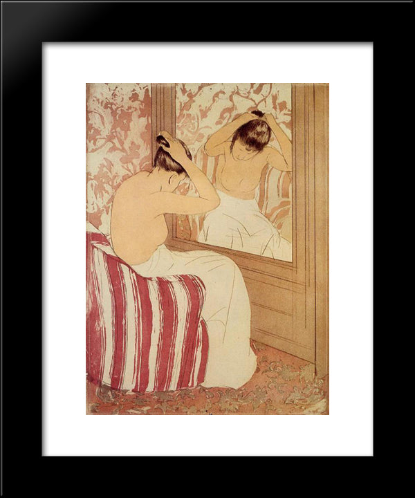 The Coiffure Study 20x24 Black Modern Wood Framed Art Print Poster by Cassatt, Mary