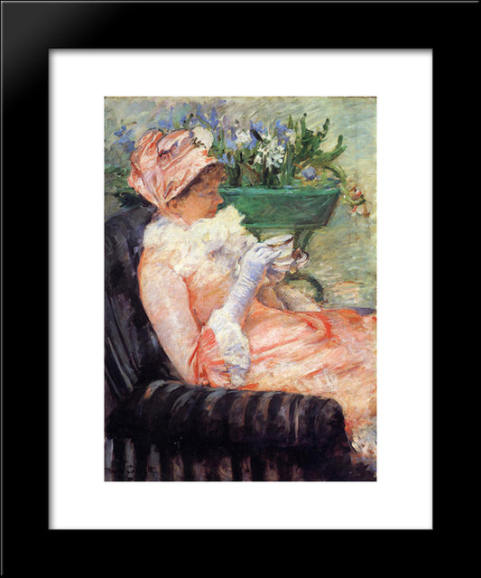 The Cup Of Tea 20x24 Black Modern Wood Framed Art Print Poster by Cassatt, Mary