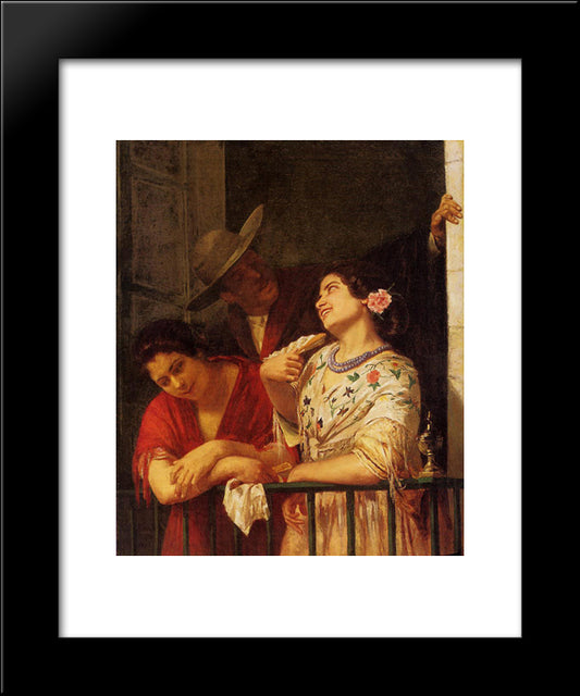 The Flirtation A Balcony In Seville 20x24 Black Modern Wood Framed Art Print Poster by Cassatt, Mary