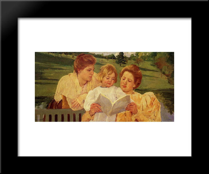 The Gden Reading 20x24 Black Modern Wood Framed Art Print Poster by Cassatt, Mary