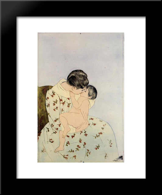 The Kiss 20x24 Black Modern Wood Framed Art Print Poster by Cassatt, Mary