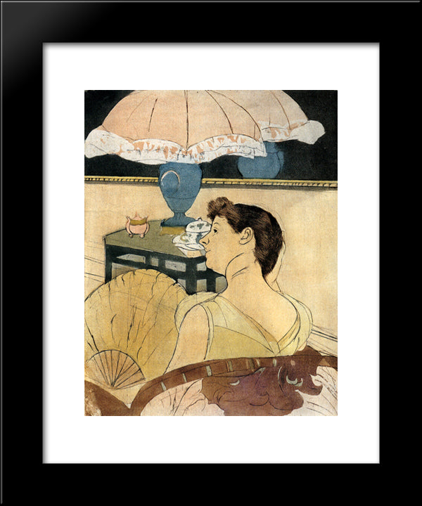 The Lamp 20x24 Black Modern Wood Framed Art Print Poster by Cassatt, Mary