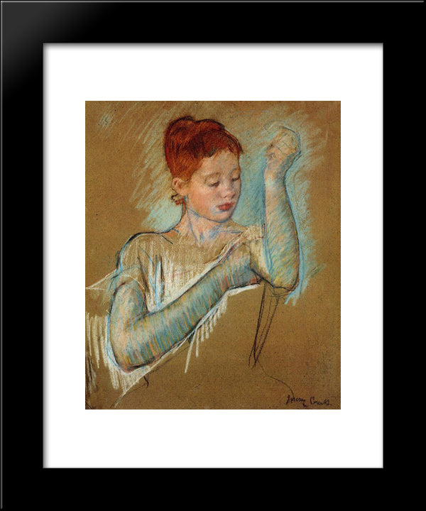 The Long Gloves 20x24 Black Modern Wood Framed Art Print Poster by Cassatt, Mary