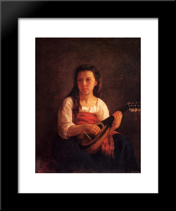 The Mandolin Player 20x24 Black Modern Wood Framed Art Print Poster by Cassatt, Mary