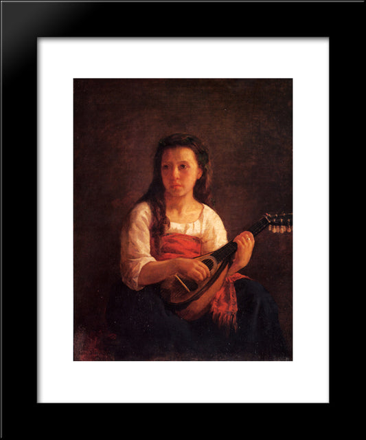The Mandolin Player 20x24 Black Modern Wood Framed Art Print Poster by Cassatt, Mary