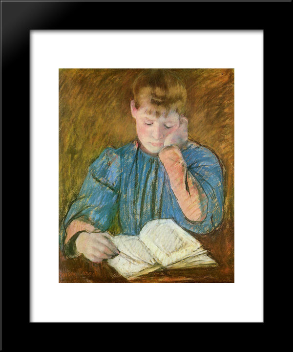 The Pensive Reader 20x24 Black Modern Wood Framed Art Print Poster by Cassatt, Mary