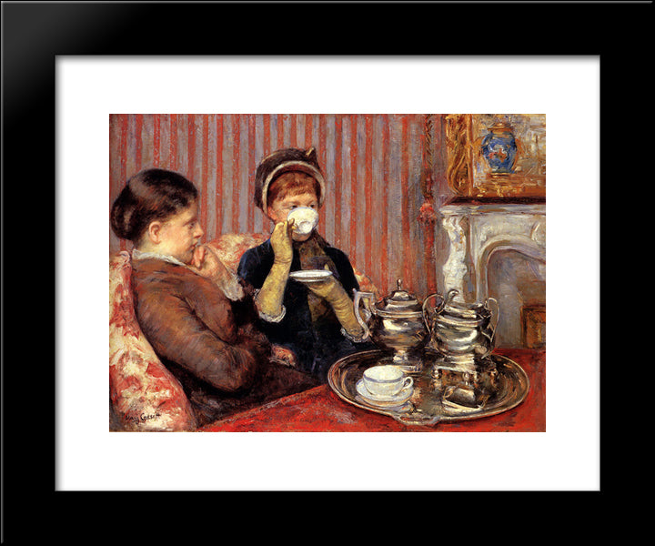 The Tea 20x24 Black Modern Wood Framed Art Print Poster by Cassatt, Mary