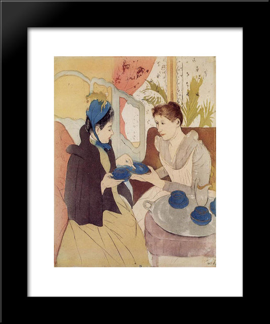 The Visit 20x24 Black Modern Wood Framed Art Print Poster by Cassatt, Mary
