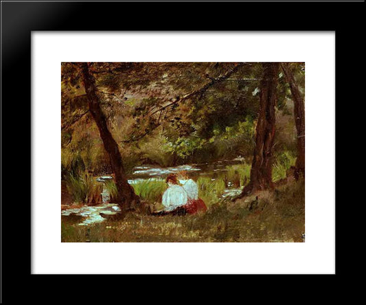 Two Seated Women 20x24 Black Modern Wood Framed Art Print Poster by Cassatt, Mary