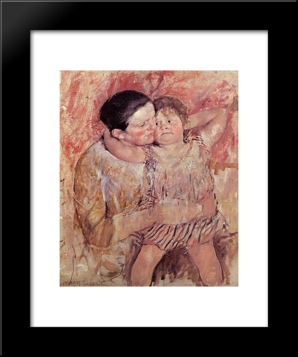 Woman And Child 20x24 Black Modern Wood Framed Art Print Poster by Cassatt, Mary