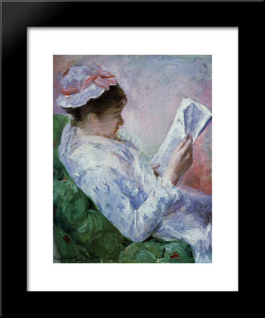 Woman Reading 20x24 Black Modern Wood Framed Art Print Poster by Cassatt, Mary
