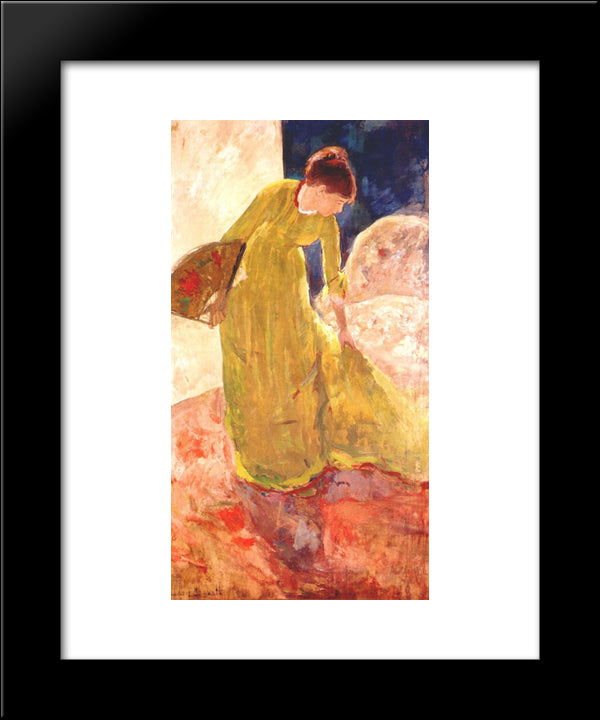 Woman Standing, Holding A Fan 20x24 Black Modern Wood Framed Art Print Poster by Cassatt, Mary