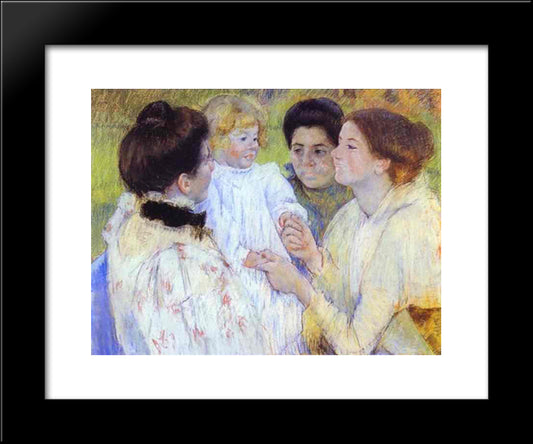 Women Admiring A Child 20x24 Black Modern Wood Framed Art Print Poster by Cassatt, Mary