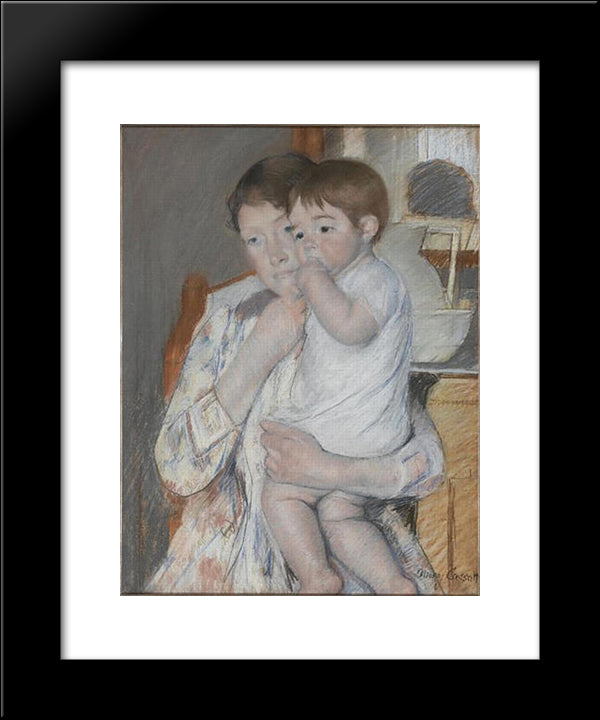 Women And Child 20x24 Black Modern Wood Framed Art Print Poster by Cassatt, Mary