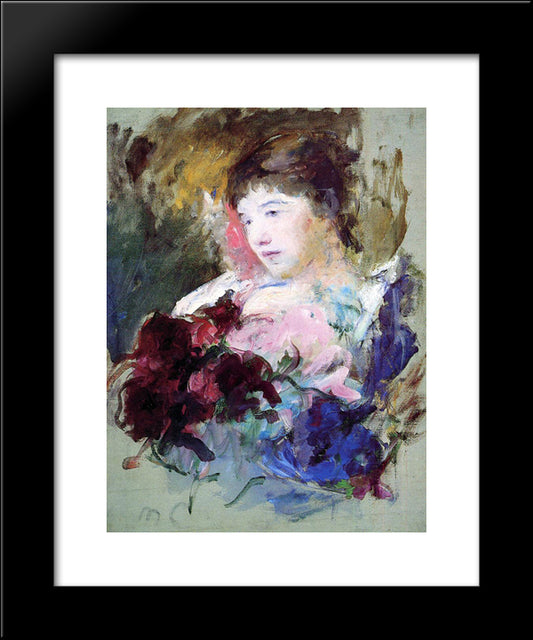 Young Girl Holding A Loose Bouquet 20x24 Black Modern Wood Framed Art Print Poster by Cassatt, Mary