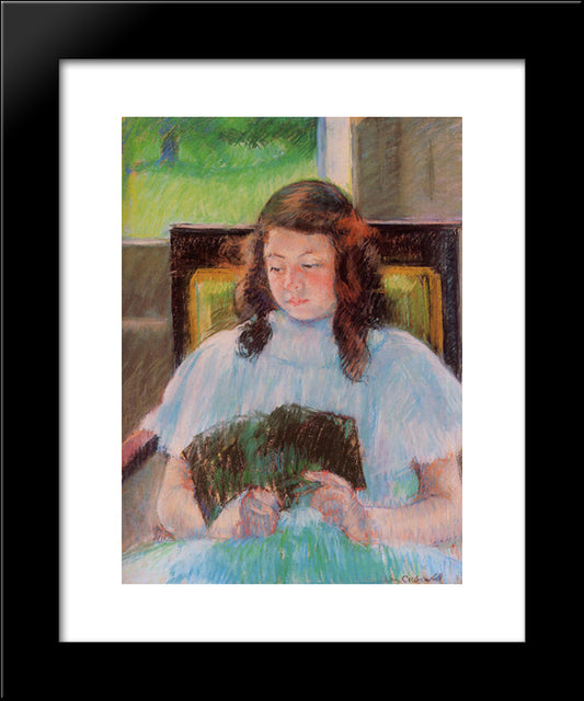 Young Girl Reading 20x24 Black Modern Wood Framed Art Print Poster by Cassatt, Mary
