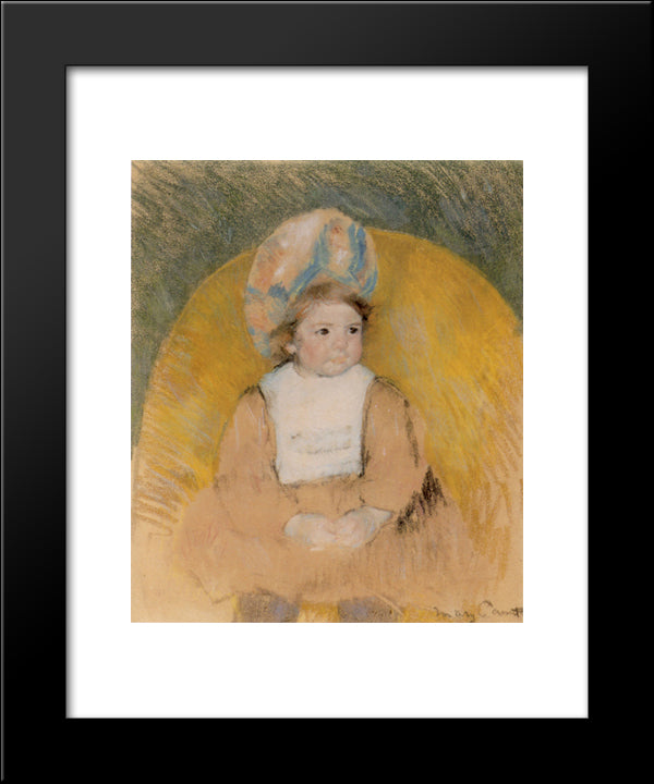 Young Girl Seated In A Yellow Armchair 20x24 Black Modern Wood Framed Art Print Poster by Cassatt, Mary