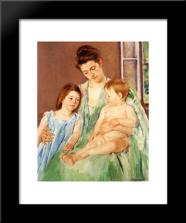 Young Mother And Two Children 20x24 Black Modern Wood Framed Art Print Poster by Cassatt, Mary