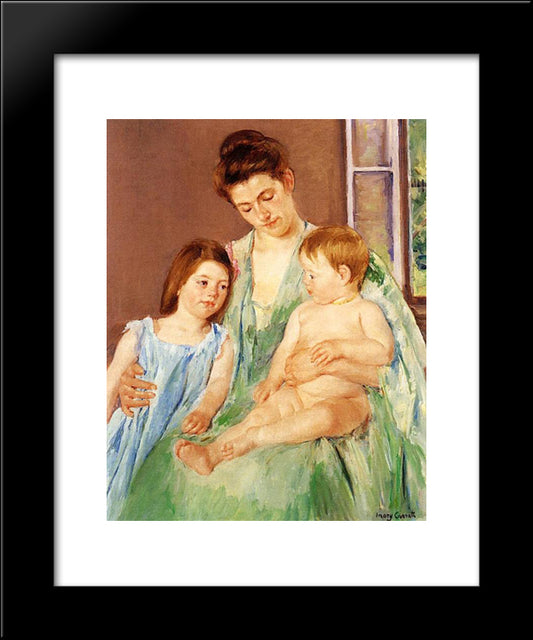 Young Mother And Two Children 20x24 Black Modern Wood Framed Art Print Poster by Cassatt, Mary