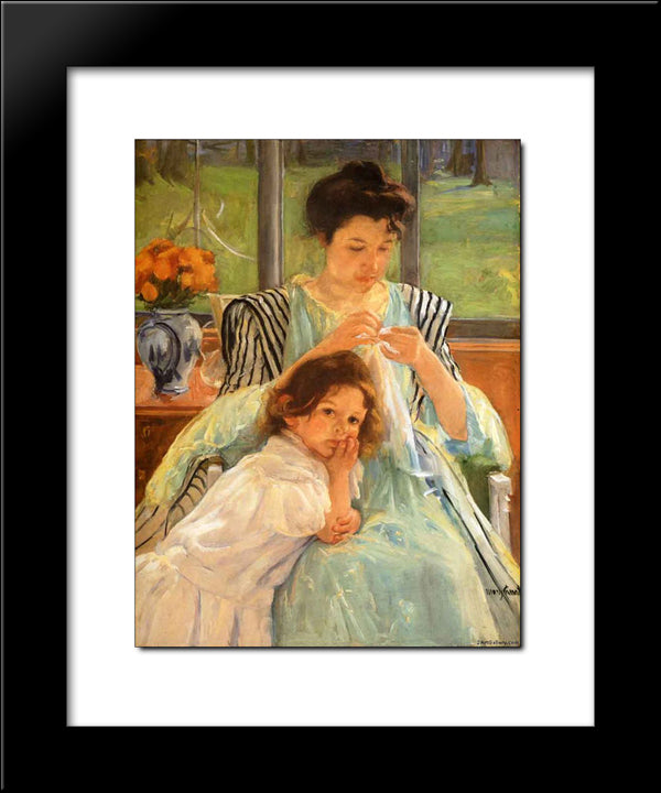 Young Mother Sewing 20x24 Black Modern Wood Framed Art Print Poster by Cassatt, Mary