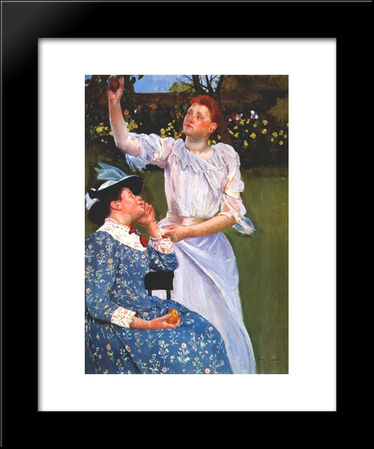 Young Woman Picking Fruit 20x24 Black Modern Wood Framed Art Print Poster by Cassatt, Mary